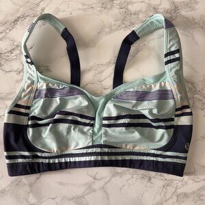 Lululemon 34DD Striped Sports Bra Blue Mint Athletic Yoga Bra